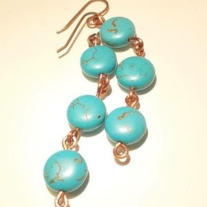 Turquoise and Copper linked Earrings